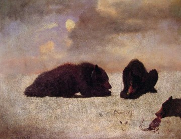 Grizzly Bears luminism landsacpes Albert Bierstadt Oil Paintings